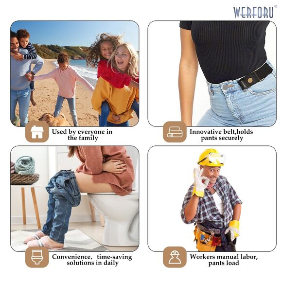 No Buckle Stretch Belt For Women Men Elastic Belt For Jeans Pants,l-dark😗 - Picture 3 of 7